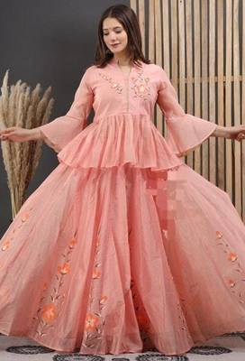 Peach lahnga choli with duptta 5