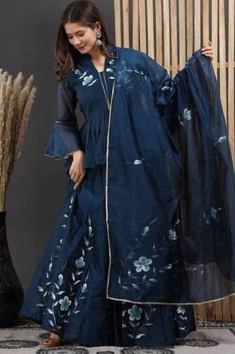 Blue lahnga choli with duptta