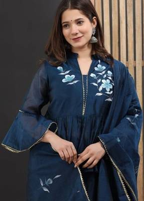 Blue lahnga choli with duptta 2