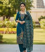 Teal color beautiful stylish fancy suit for girlie looks