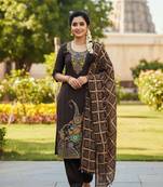 Coffee color beautiful stylish fancy suit for girlie looks