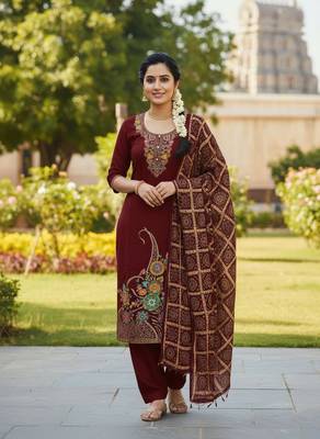 Maroon color beautiful stylish fancy suit for girlie looks 1