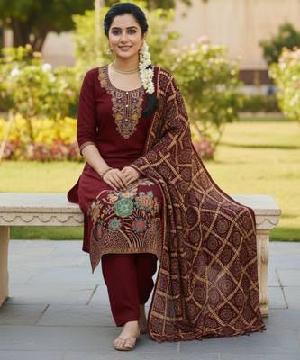 Maroon color beautiful stylish fancy suit for girlie looks 2