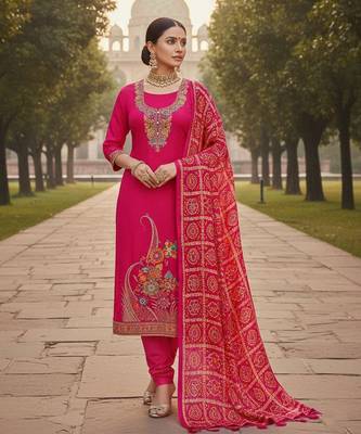 Pink color beautiful stylish fancy suit for girlie looks 1