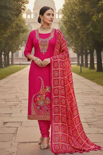 Pink color beautiful stylish fancy suit for girlie looks