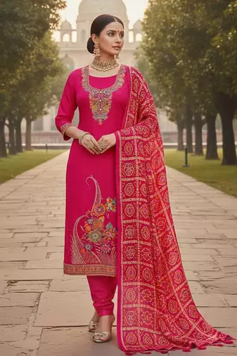 Pink color beautiful stylish fancy suit for girlie looks