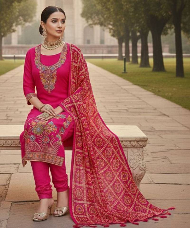 Pink color beautiful stylish fancy suit for girlie looks