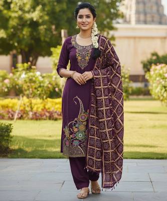 Wine color beautiful stylish fancy suit for girlie looks 1
