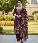 Wine color beautiful stylish fancy suit for girlie looks