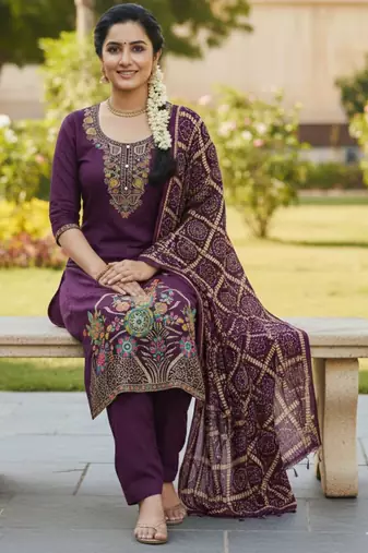 Wine color beautiful stylish fancy suit for girlie looks