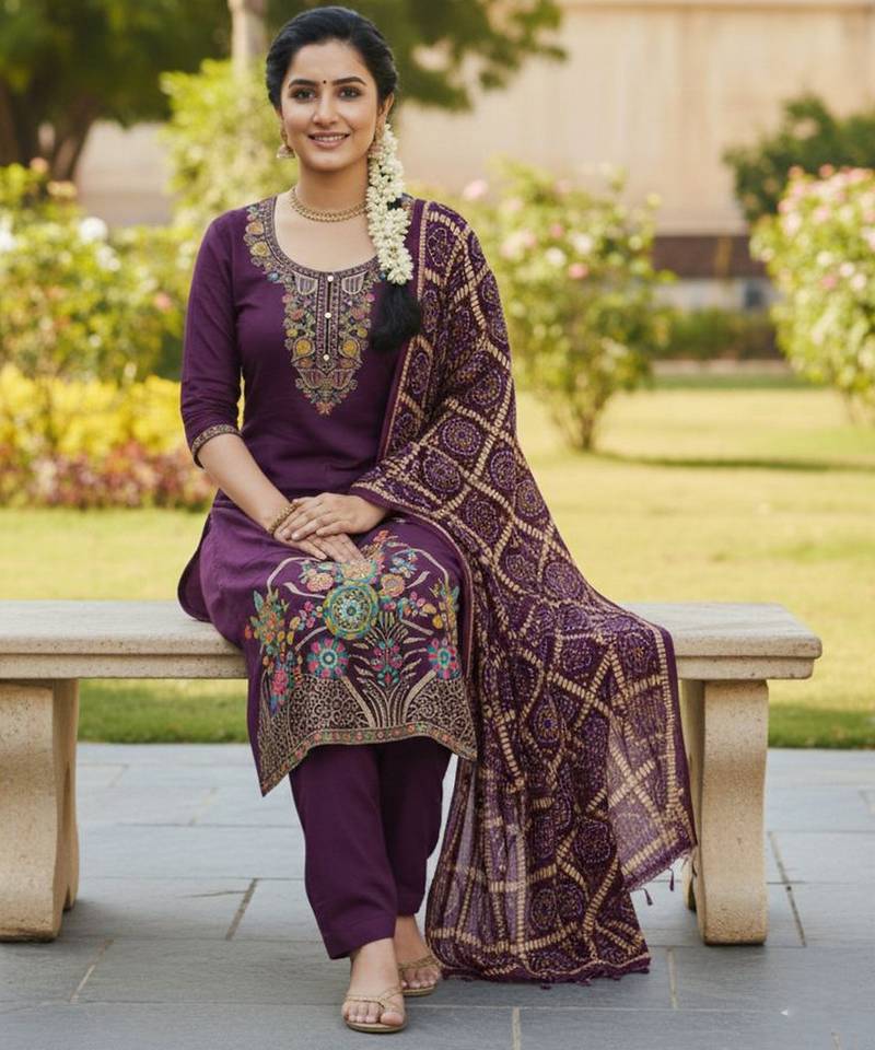 Wine color beautiful stylish fancy suit for girlie looks