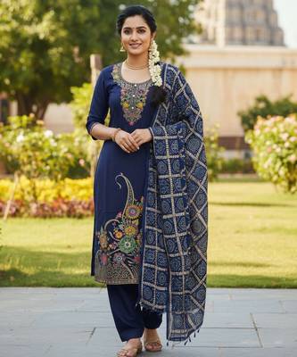 Blue color beautiful stylish fancy suit for girlie looks 1