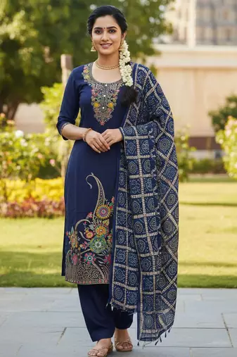 Blue color beautiful stylish fancy suit for girlie looks