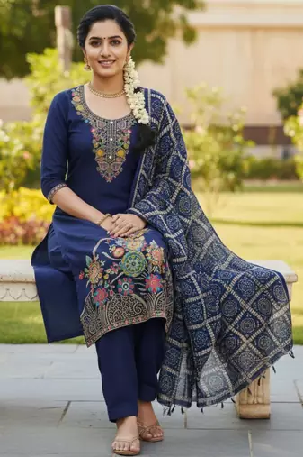 Blue color beautiful stylish fancy suit for girlie looks