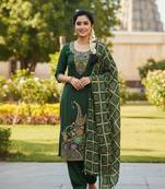 Green color beautiful stylish fancy suit for girlie looks