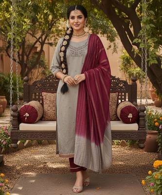 Mauve color beautiful ethnic partywear embroidered suit 1