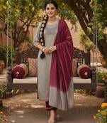 Mauve color beautiful ethnic partywear embroidered suit