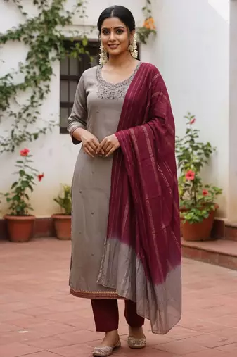 Mauve color beautiful ethnic partywear embroidered suit
