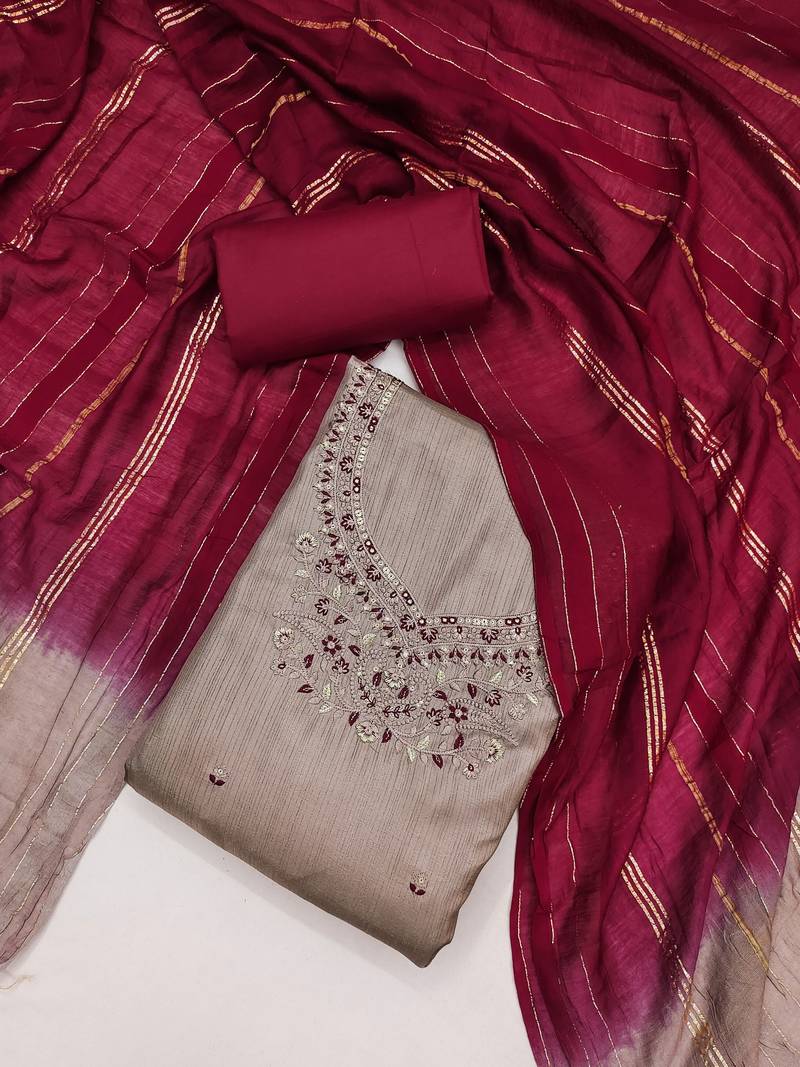 Mauve color beautiful ethnic partywear embroidered suit
