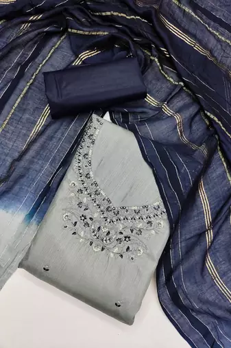 Grey color beautiful ethnic partywear embroidered suit