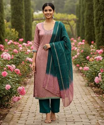 Peach color beautiful ethnic partywear embroidered suit 3