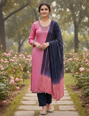 Pink color beautiful ethnic partywear embroidered suit 1