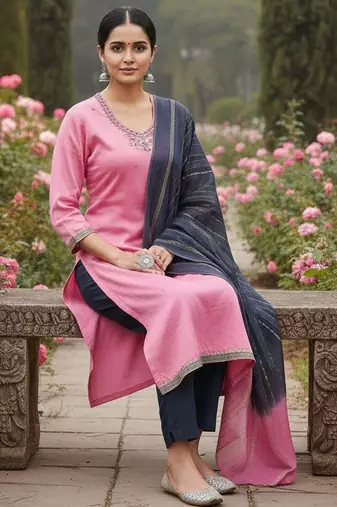 Pink color beautiful ethnic partywear embroidered suit