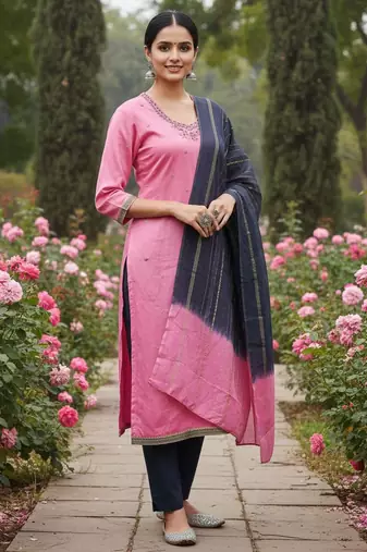 Pink color beautiful ethnic partywear embroidered suit