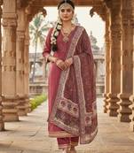Pink color beautiful ethnic partywear embroidered suit