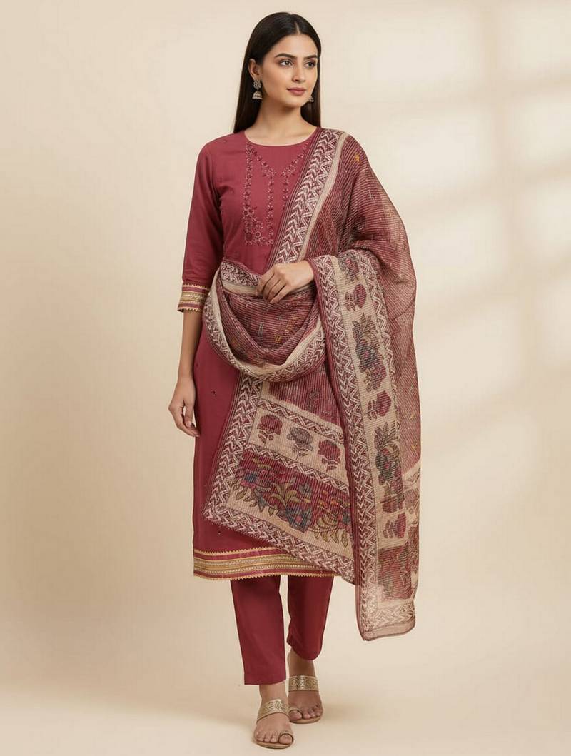 Pink color beautiful ethnic partywear embroidered suit