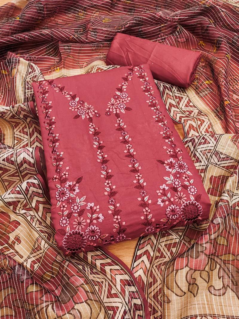 Pink color beautiful ethnic partywear embroidered suit