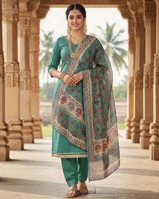 Blue color beautiful ethnic partywear embroidered suit 1