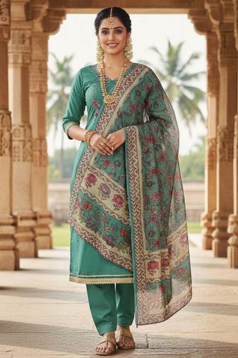 Blue color beautiful ethnic partywear embroidered suit