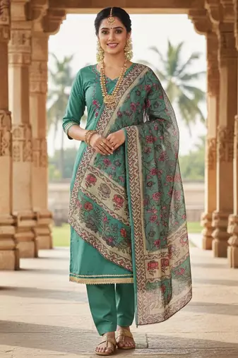 Blue color beautiful ethnic partywear embroidered suit