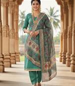 Blue color beautiful ethnic partywear embroidered suit