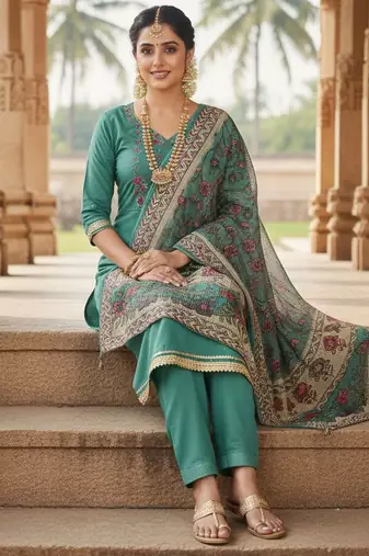 Blue color beautiful ethnic partywear embroidered suit