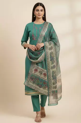 Blue color beautiful ethnic partywear embroidered suit