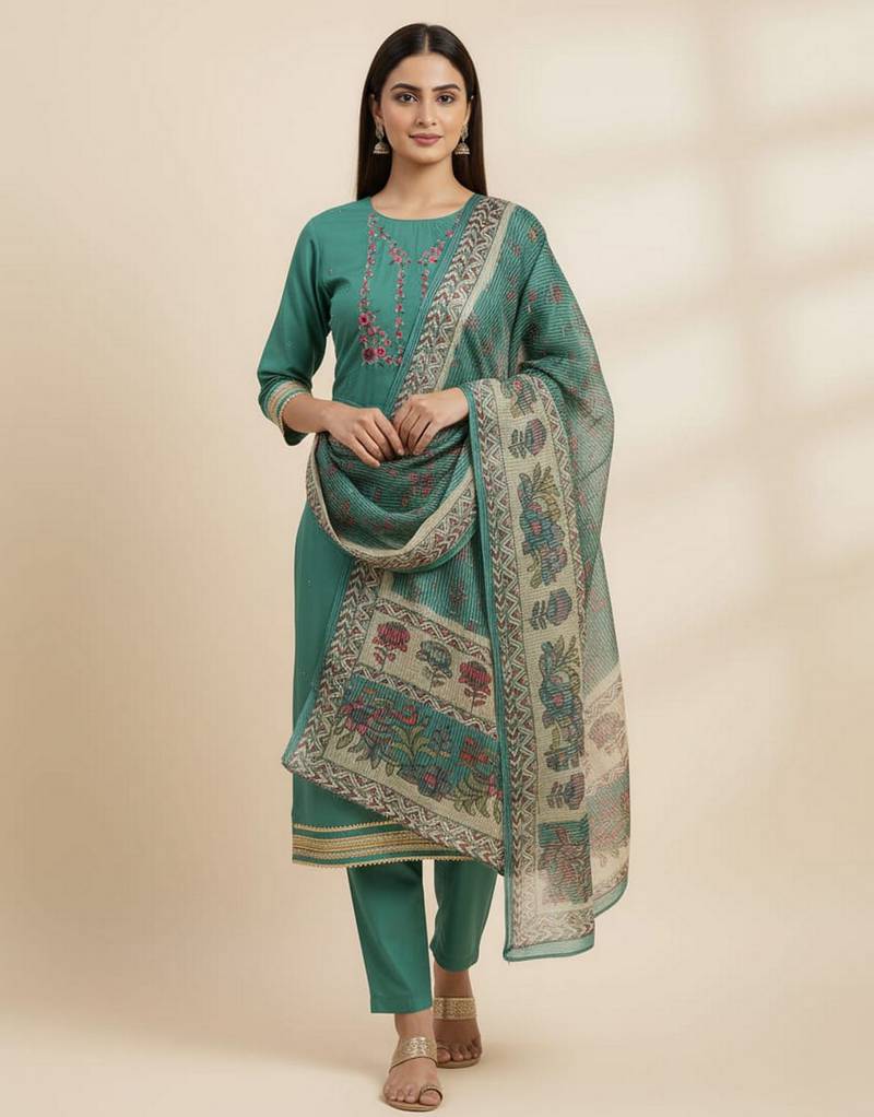 Blue color beautiful ethnic partywear embroidered suit