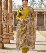 Yellow color beautiful ethnic partywear embroidered suit