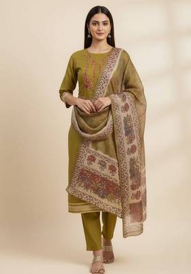 Yellow color beautiful ethnic partywear embroidered suit 3