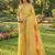Yellow color linen cotton fabric woven designer partywear saree