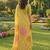 Yellow color linen cotton fabric woven designer partywear saree