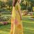 Yellow color linen cotton fabric woven designer partywear saree
