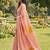 Peach color linen cotton fabric woven designer partywear saree