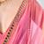Pink color gold twill net fabric real mirror and coding lace work work designer saree