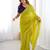 Lemon color chinon fabric embroidery and pearl work work designer saree