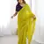 Lemon color chinon fabric embroidery and pearl work work designer saree