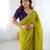 Lemon color chinon fabric embroidery and pearl work work designer saree