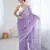 Lavender color chiffon crush fabric heavy designer work partywear saree