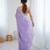 Lavender color chiffon crush fabric heavy designer work partywear saree